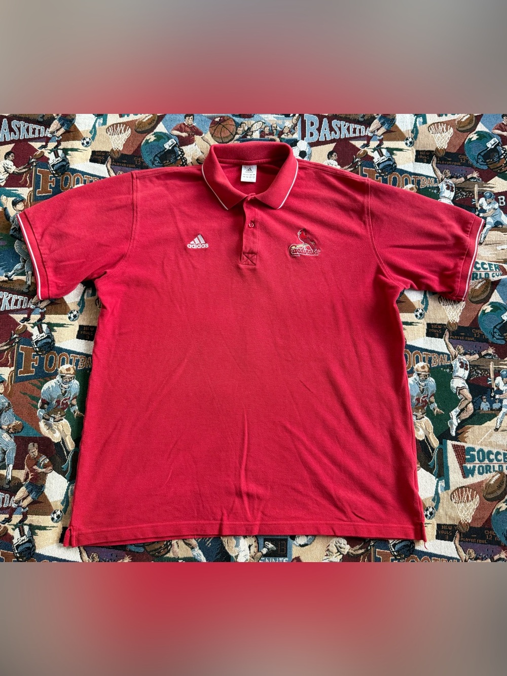 Y2K Vintage Men’s Adidas MLB St. Louis Cardinals Red Polo Shirt